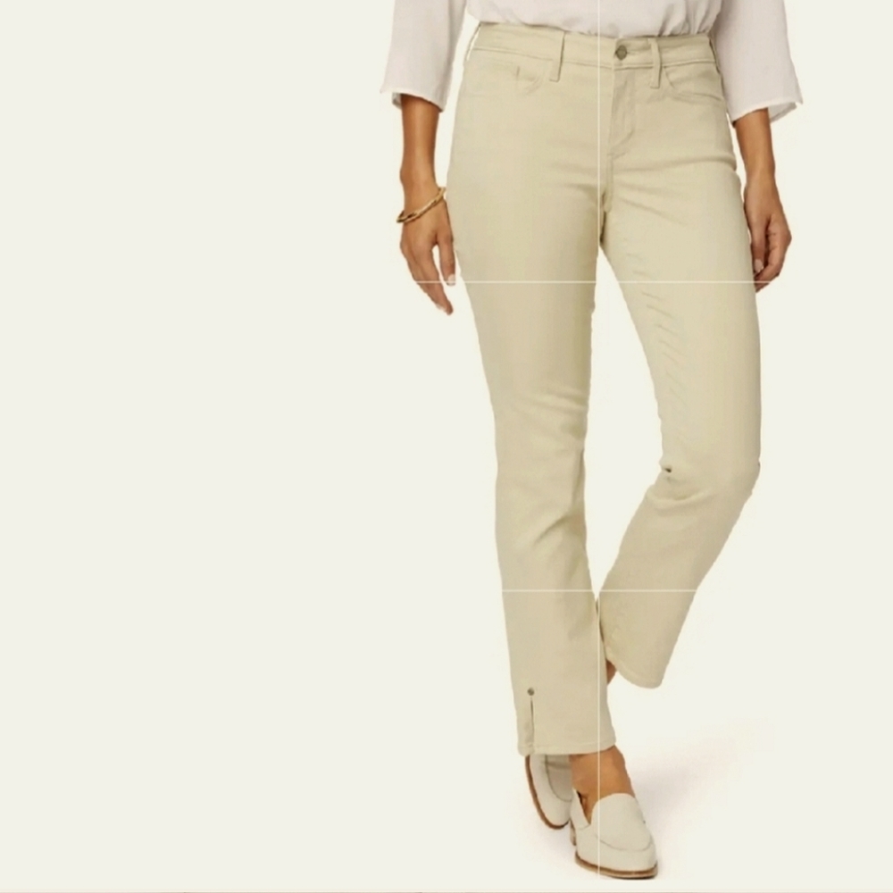 NEW NYDJ Tan Sherri Rivet Side Slit Ankle Jeans